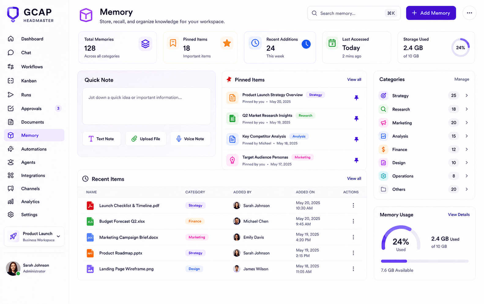 Workflows page showing reusable skills and workflow playbooks.